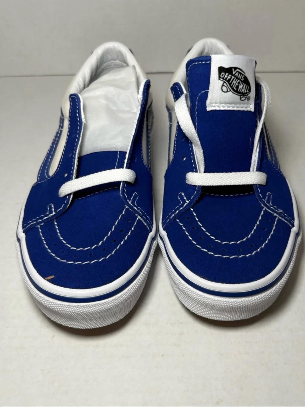 NEW Vans Low Sk8 Skate Shoes Sneakers Blue Cream Kids Youth 3